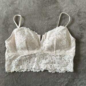 Pink by Victoria's Secret MEDIUM Bralette Bra White Floral Lace